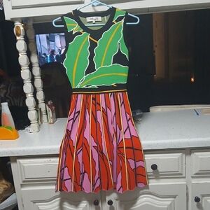 Diane Von Furstenberg Green and Black Knit Dress